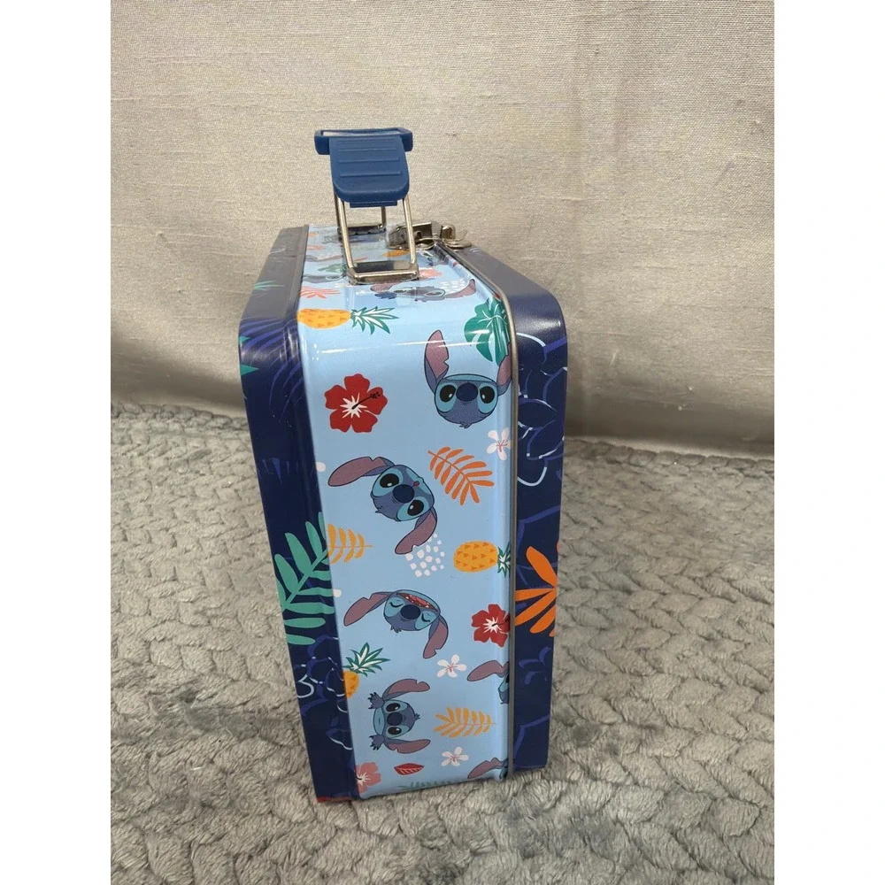 Disney Lilo & Stitch Tropical Tin Lunch Box Blue Experiment 626 Metal Tote Case
